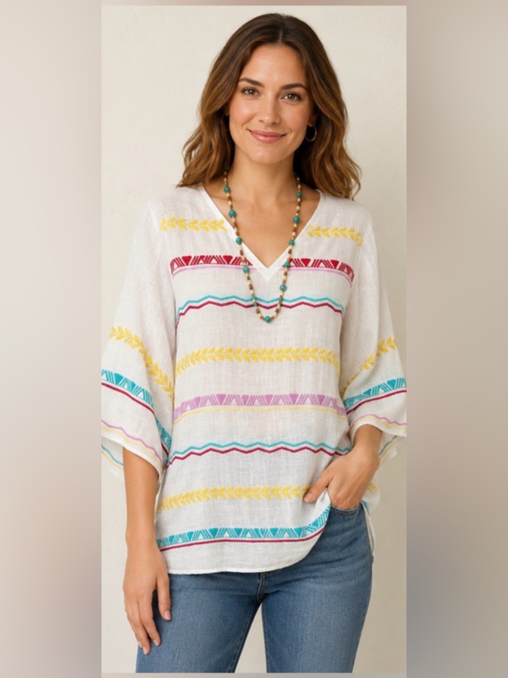 Savanna Jane Embroidery Boho Blouse Shirt Size L